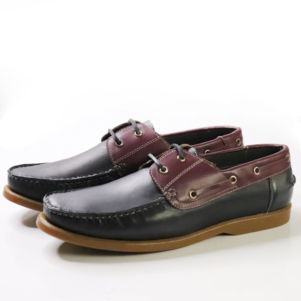 Laced Up Closure Genuine Leather Slip On Flat Stylish Retro Design Men Fashion Wear Shoes