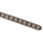 Unisex Geometric Patterned Canvas Leather Belt With Metal Buckle For Casual Everyday Wear
