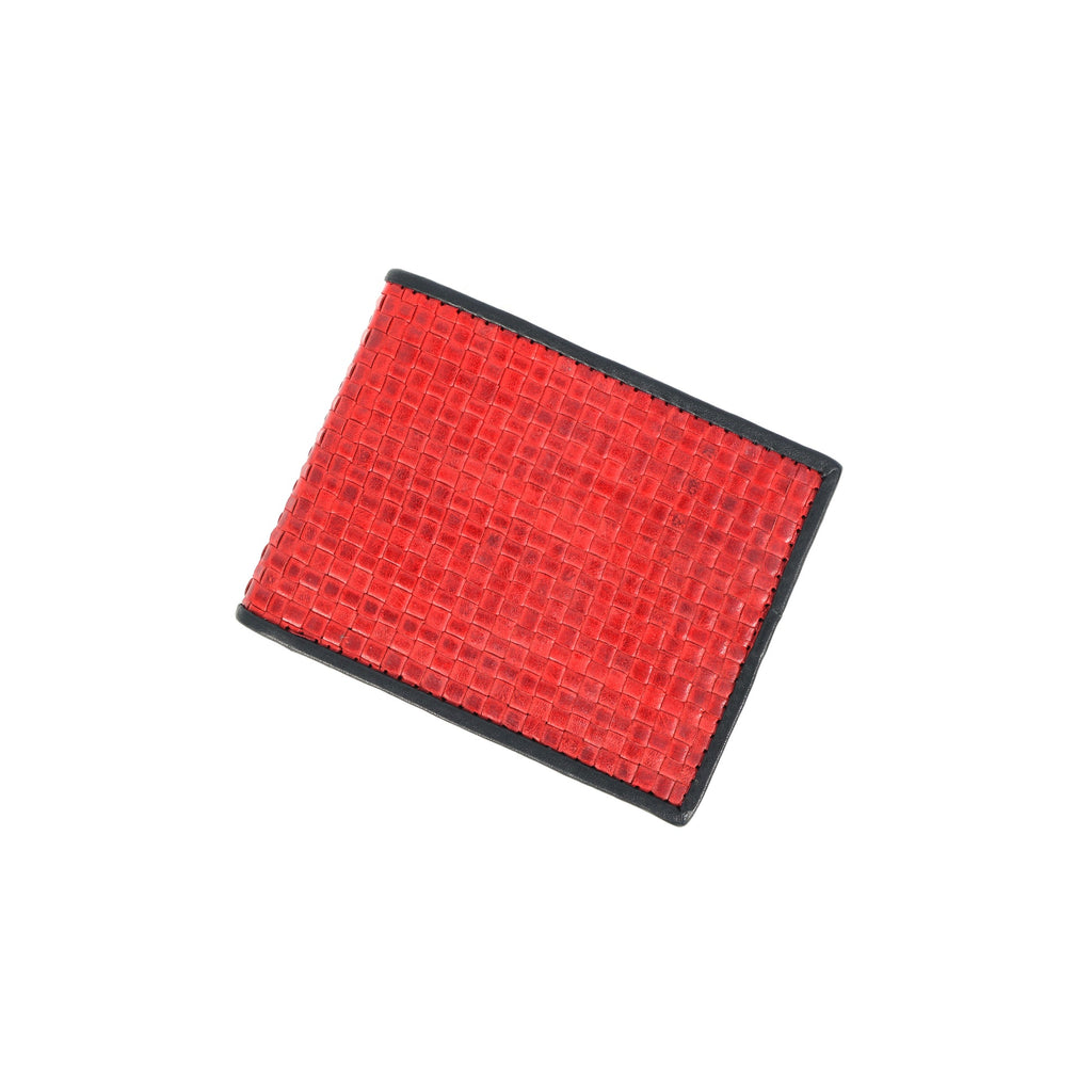 Celtic Handwoven Genuine Leather Bi-Fold Wallet – Red & Black