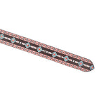 Unisex Geometric Patterned Leather Belt With Black Buckle For Casual Everyday Wear
