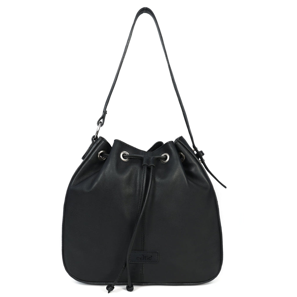 Genuine Leather Drawstring Shoulder Bag | Spacious Tote with Secure Closure