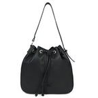 Genuine Leather Drawstring Shoulder Bag | Spacious Tote with Secure Closure