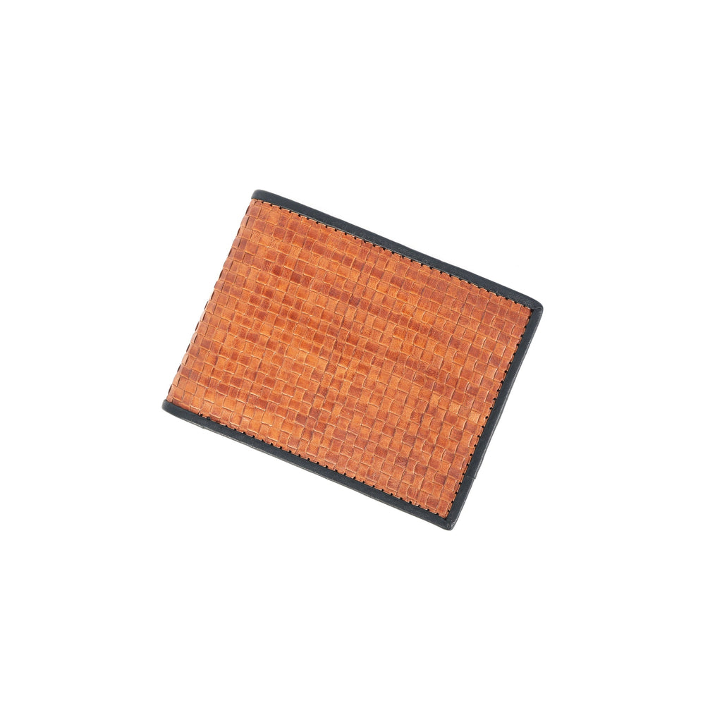 Celtic Handwoven Genuine Leather Bi-Fold Wallet – Tan & Black