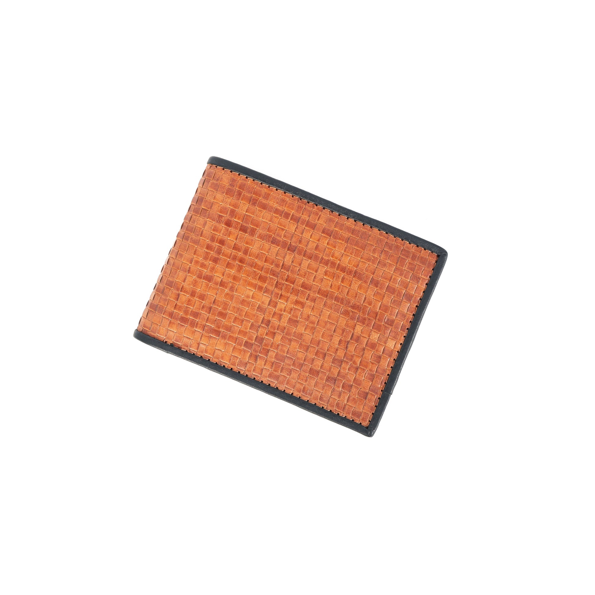 Celtic Handwoven Genuine Leather Bi-Fold Wallet – Tan & Black