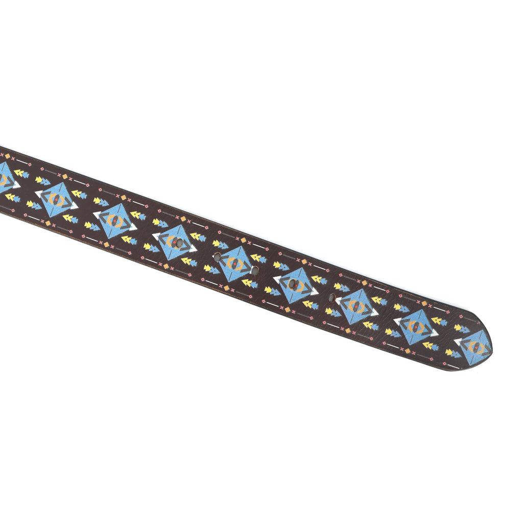Unisex Handcrafted Tribal Pattern Leather Buckle Waistband Ethnic Style Durable Accessory.