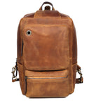 Premium Full Grain Leather Crossbody Bag with Multiple Zip Pockets & Fixed Strap