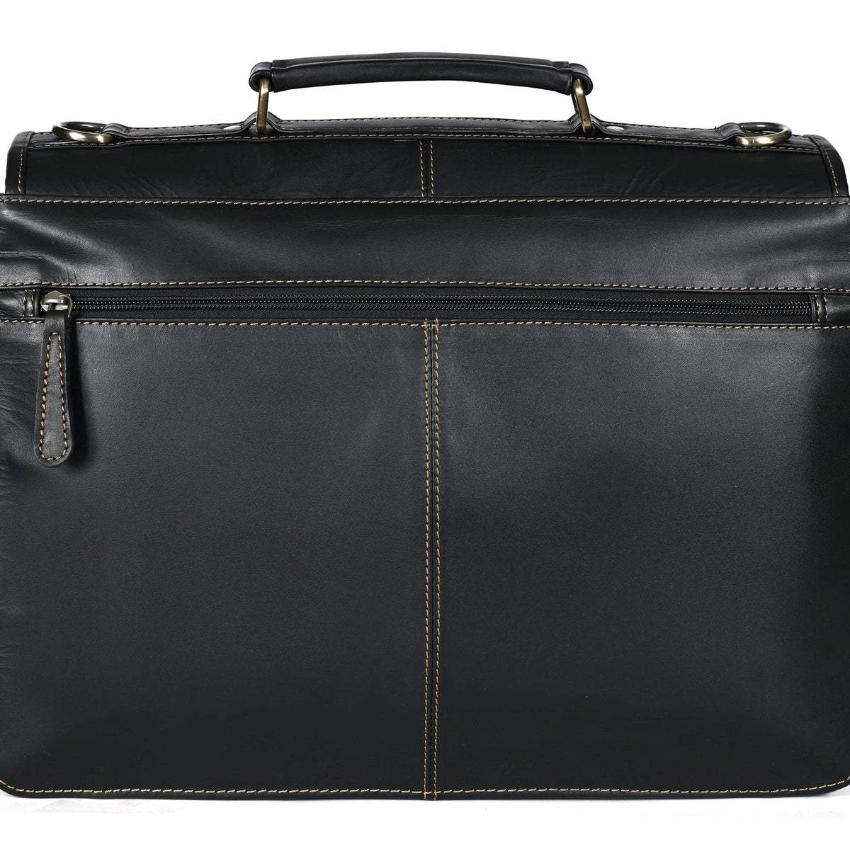 Premium Export Quality Black Leather Laptop Messenger Bag | Multi-Compartment Office Briefcase