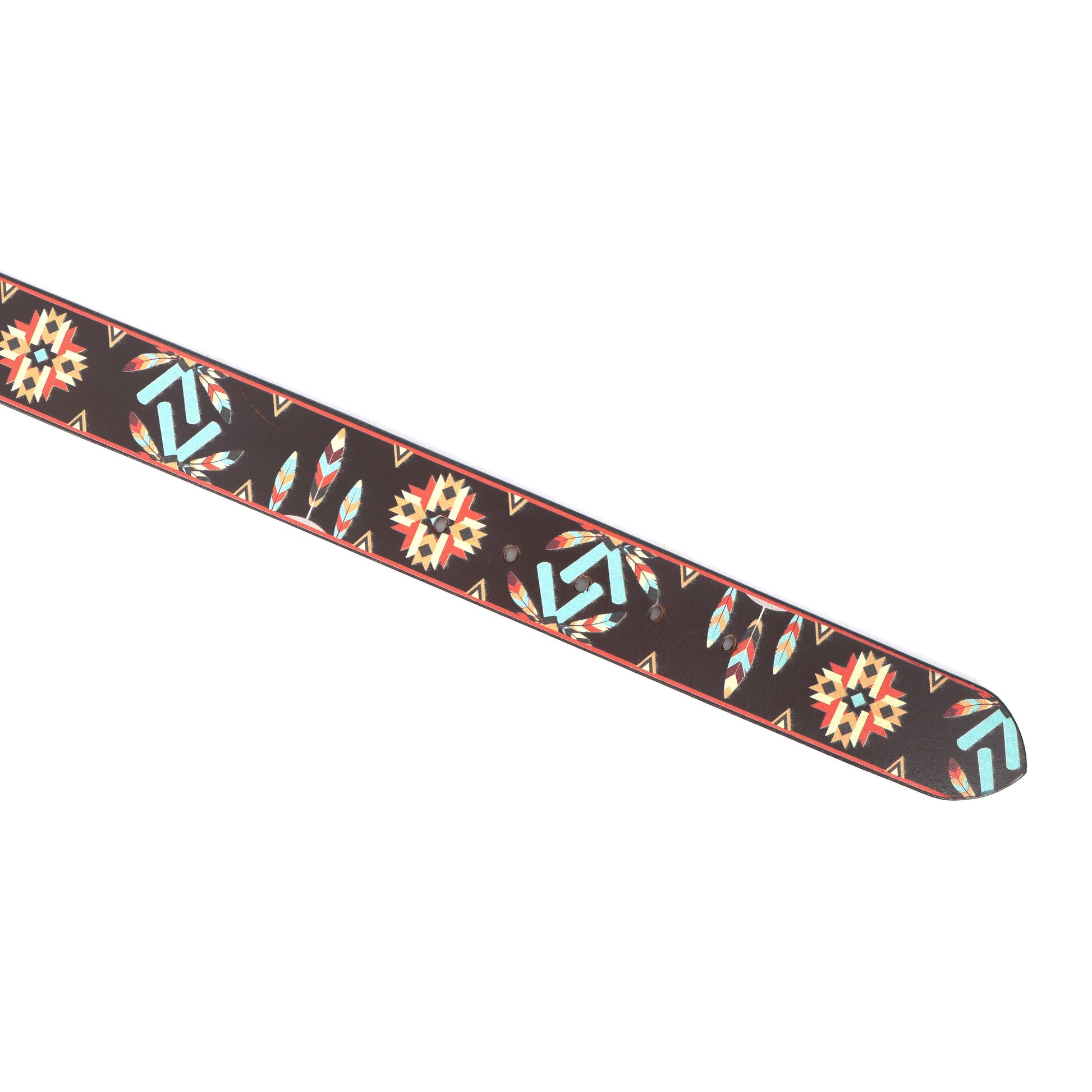 Ethnic Patterned Leather Buckle Strap Handmade Adjustable Designer Waist Accessory