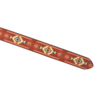 Handcrafted Aztec Pattern Leather Belt With Antique Buckle For Casual Ethnic Styling