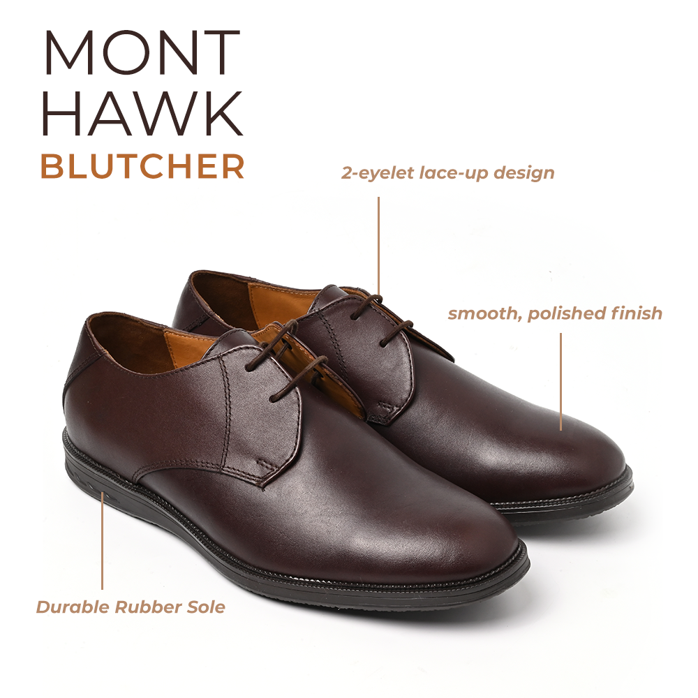 Leather Blucher Shoes – Open-Lace Derby Design with Cushioned TPR Comfort Sole & Breathable Leather Lining