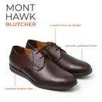 Leather Blucher Shoes – Open-Lace Derby Design with Cushioned TPR Comfort Sole & Breathable Leather Lining