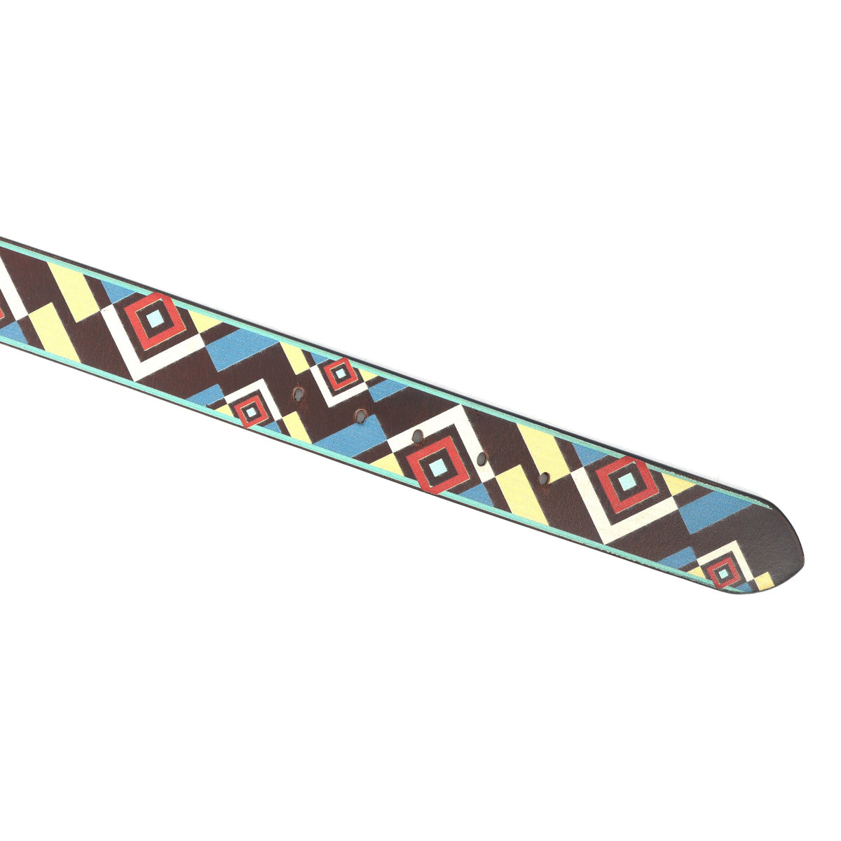 Unisex Handcrafted Patterned Leather Fabric Belt With Vintage Buckle For Casual Wear