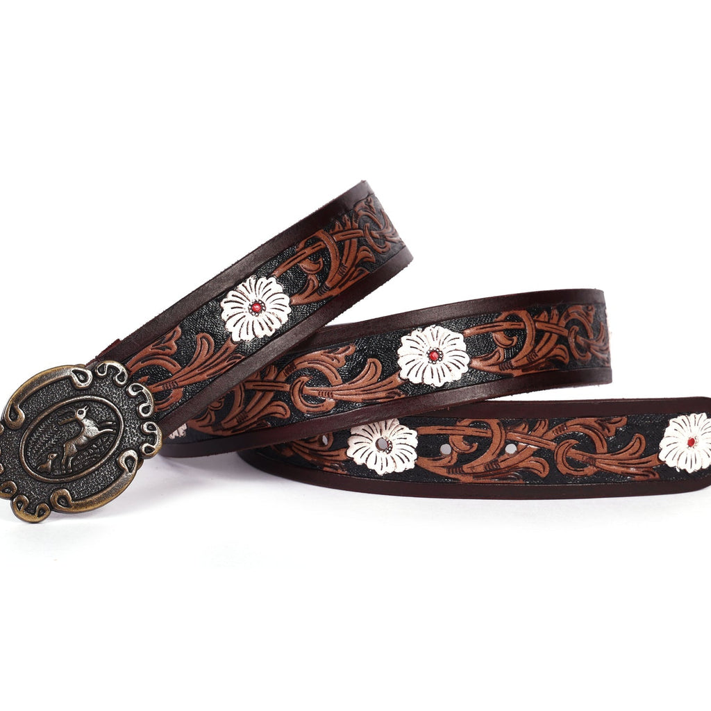 Artisan Brown Tooling Belt + Dual-Tone Wallet Gift Combo