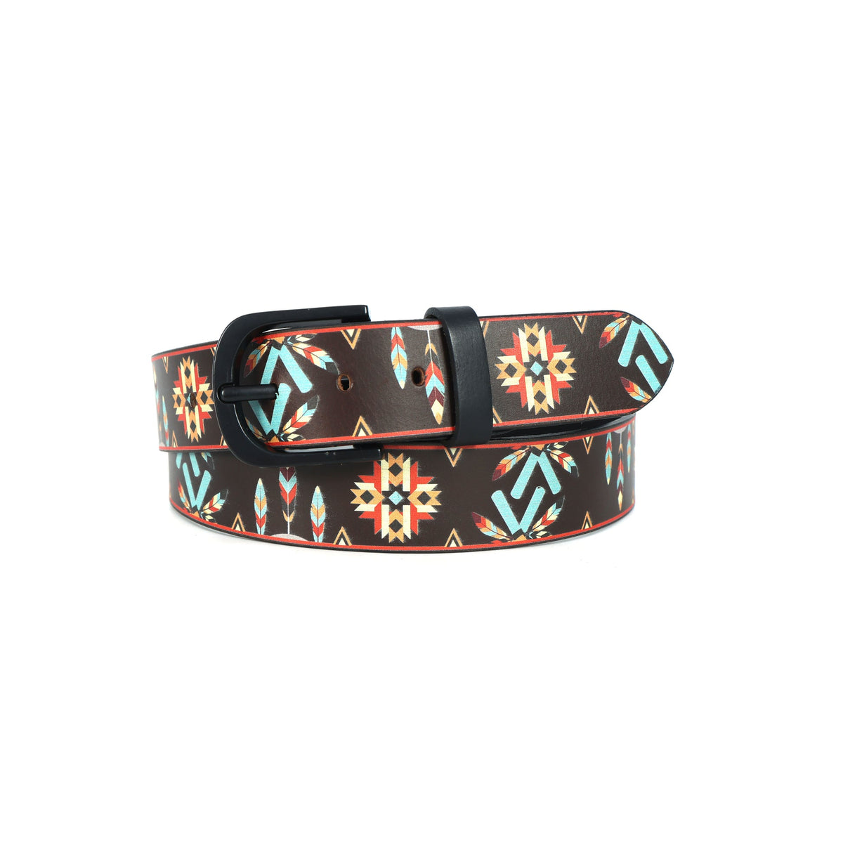 Ethnic Patterned Leather Buckle Strap Handmade Adjustable Designer Waist Accessory