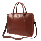 Premium Full-Grain Leather Laptop Briefcase with Zip Closure & Detachable Shoulder Strap