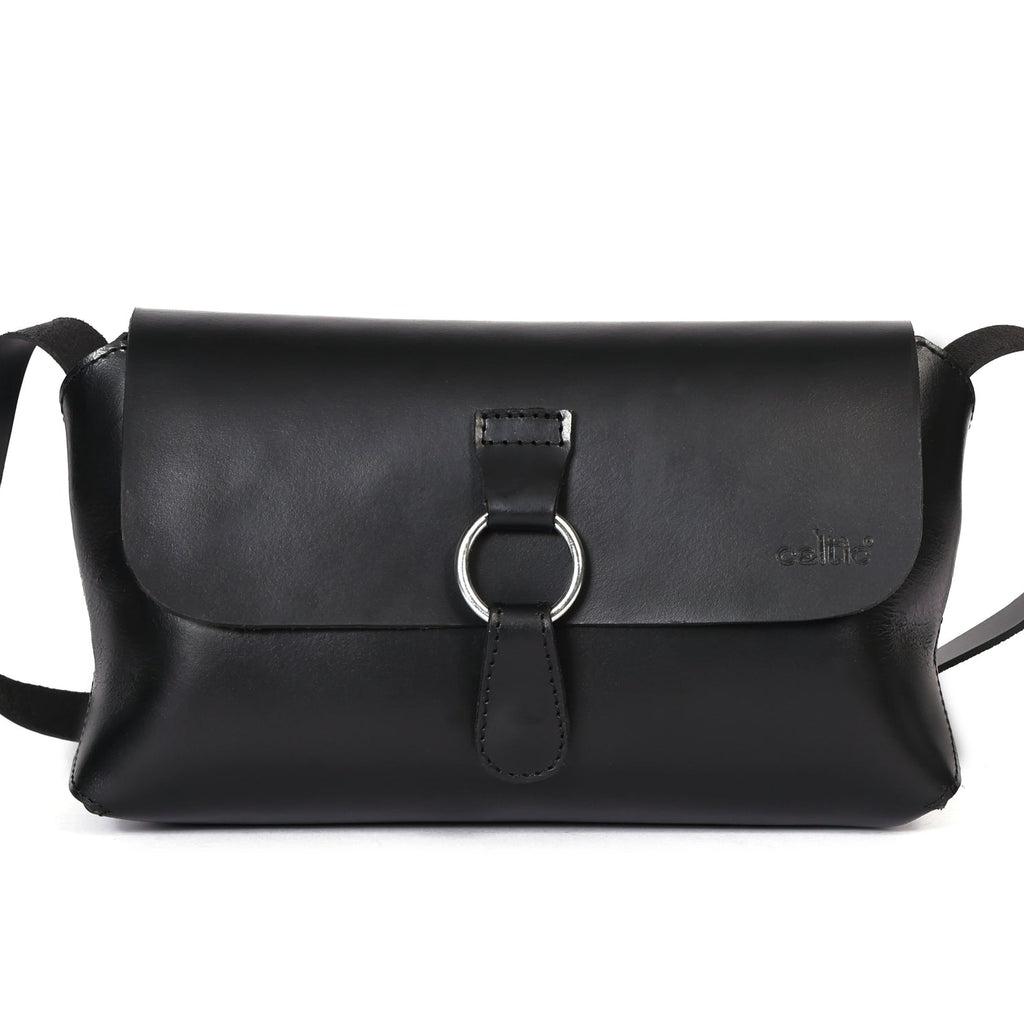 Celtic  Genuine Leather Sling Bag with Ring-Flap Design