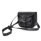 Black Wrinkle-Texture Leather Sling bag with Front Pocket & Adjustable Strap