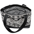 Premium Export Quality Black & White Jacquard Tote Bag With Spacious Zipper Compartments