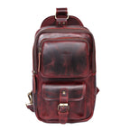 Premium Genuine Leather Crossbody Sling Bag with Multiple Zip Pockets & Adjustable Strap
