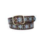 Unisex Handcrafted Tribal Pattern Leather Buckle Waistband Ethnic Style Durable Accessory.