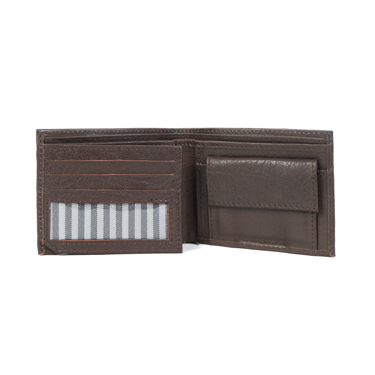 Celtic Genuine Leather Bi-Fold Wallet with Flip ID Window – Dark Brown