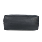 Premium Export Quality Black Leather Tote Bag with Chain Handles & Zip Closure