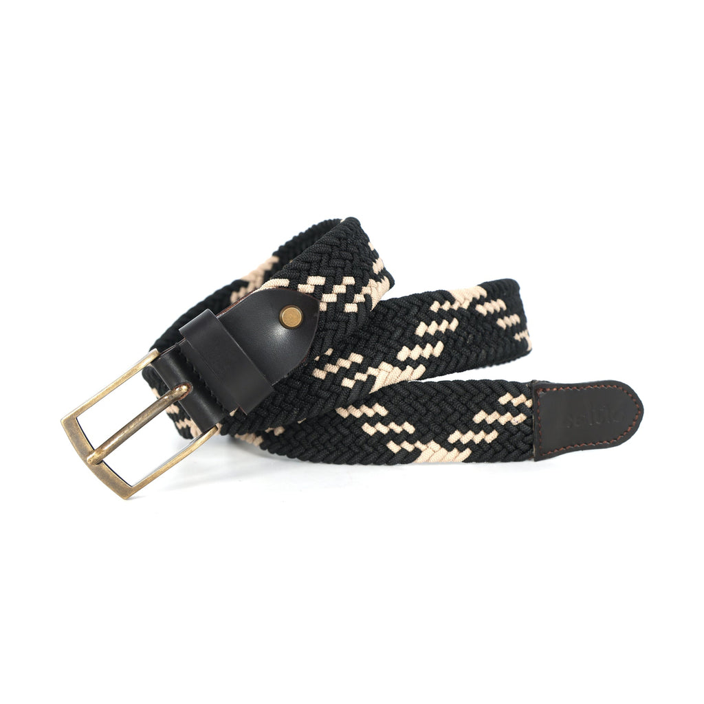 Unisex Handwoven Elastic Belt With Leather Finish And Metal Buckle For Casual Wear
