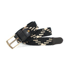 Unisex Handwoven Elastic Belt With Leather Finish And Metal Buckle For Casual Wear