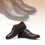 Leather Blucher Shoes – Open-Lace Derby Design with Cushioned TPR Comfort Sole & Breathable Leather Lining