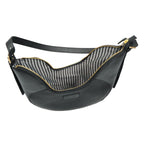 Premium Black Leather Hobo Shoulder Bag with Adjustable Strap & Zip Closure