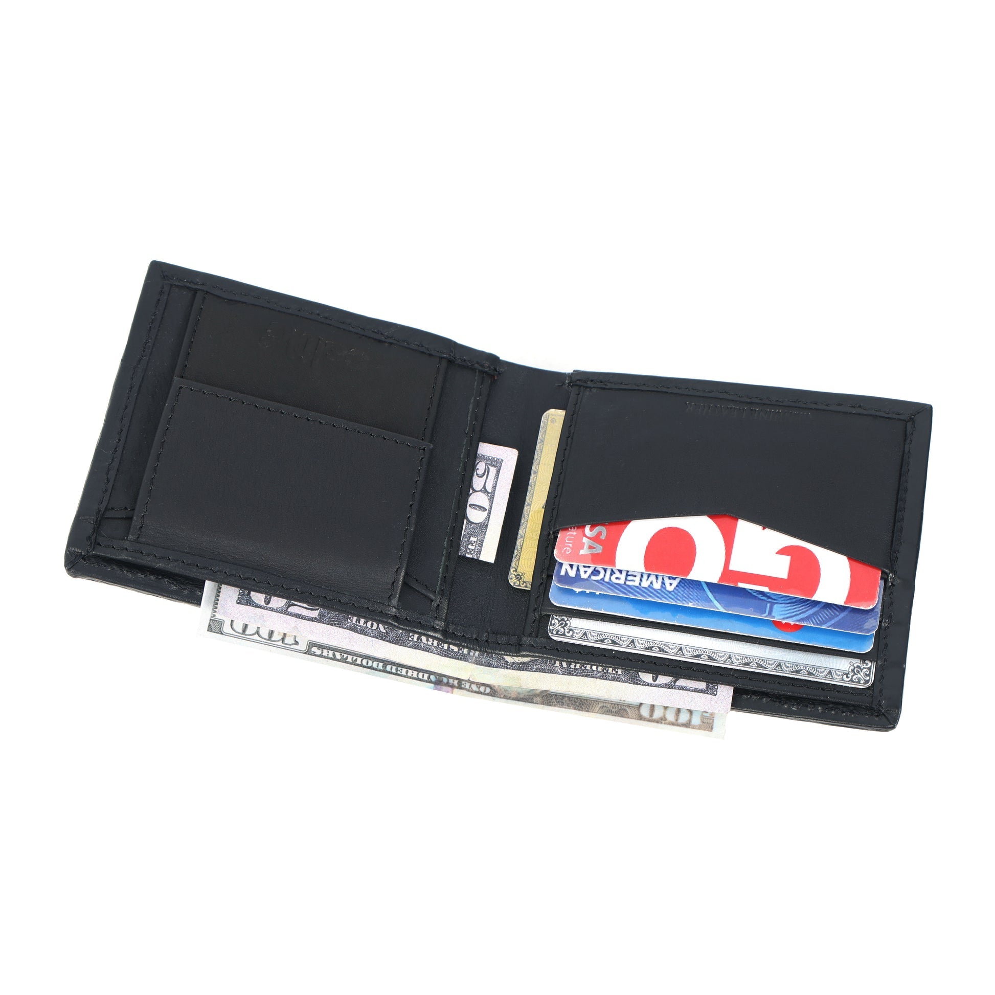 Celtic Genuine Leather Bi-Fold Wallet with Coin Pocket – Black