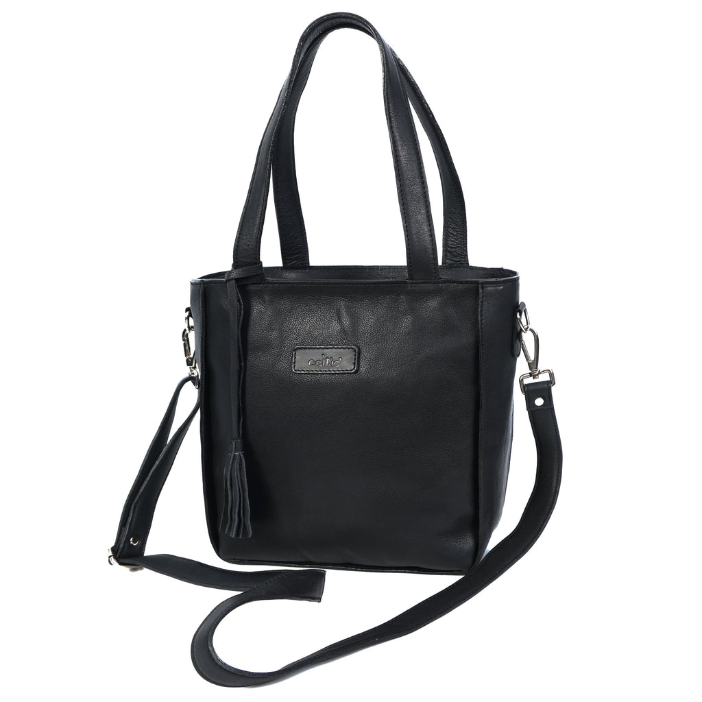 Premium Export Leather Tote Bag with Zip Closure & Detachable Shoulder Strap
