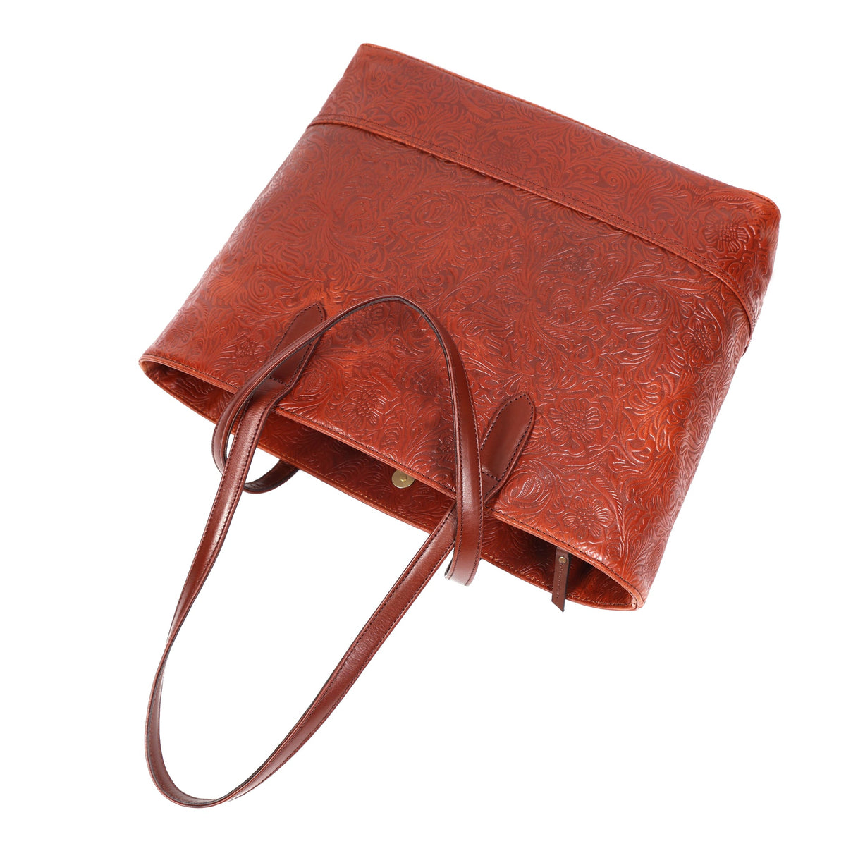 Premium Embossed Leather Tote Bag with Zipper Closure & Spacious Lined Interior
