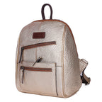 Vintage Leather Mini Backpack with Multiple Pockets & Adjustable Straps