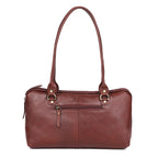 Premium Leather Shoulder Bag with Dual Zip Compartments, Structured Silhouette