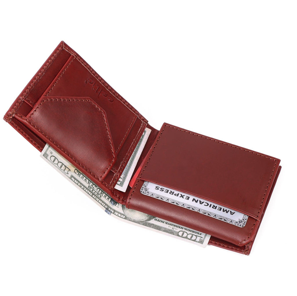 Celtic Classic Burgundy Genuine Leather Bi-Fold Wallet with Coin Pocket | Premium Men’s Wallet