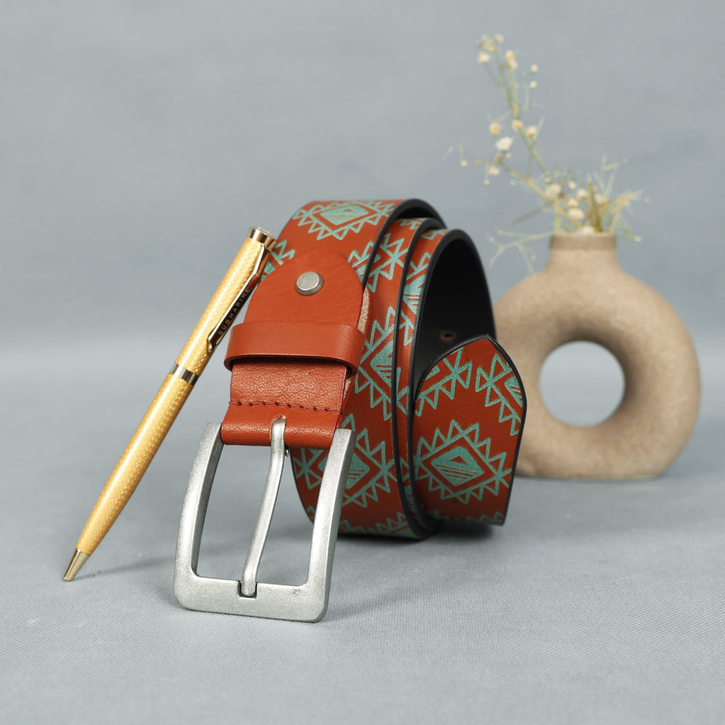 Men's Leather Wallet + Printed Belt Combo  Style & Function Pack