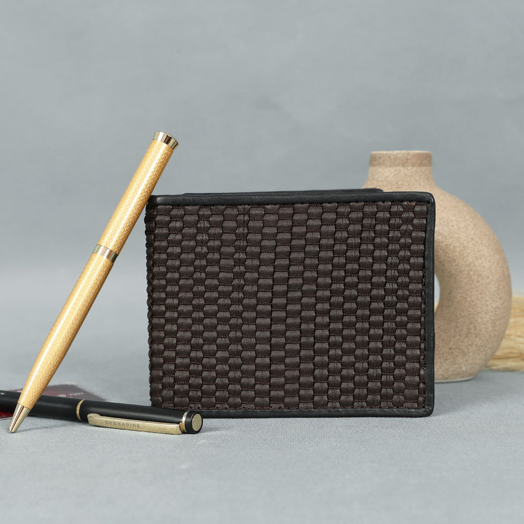 Celtic Webbing Genuine Leather Bi-Fold Wallet – Black