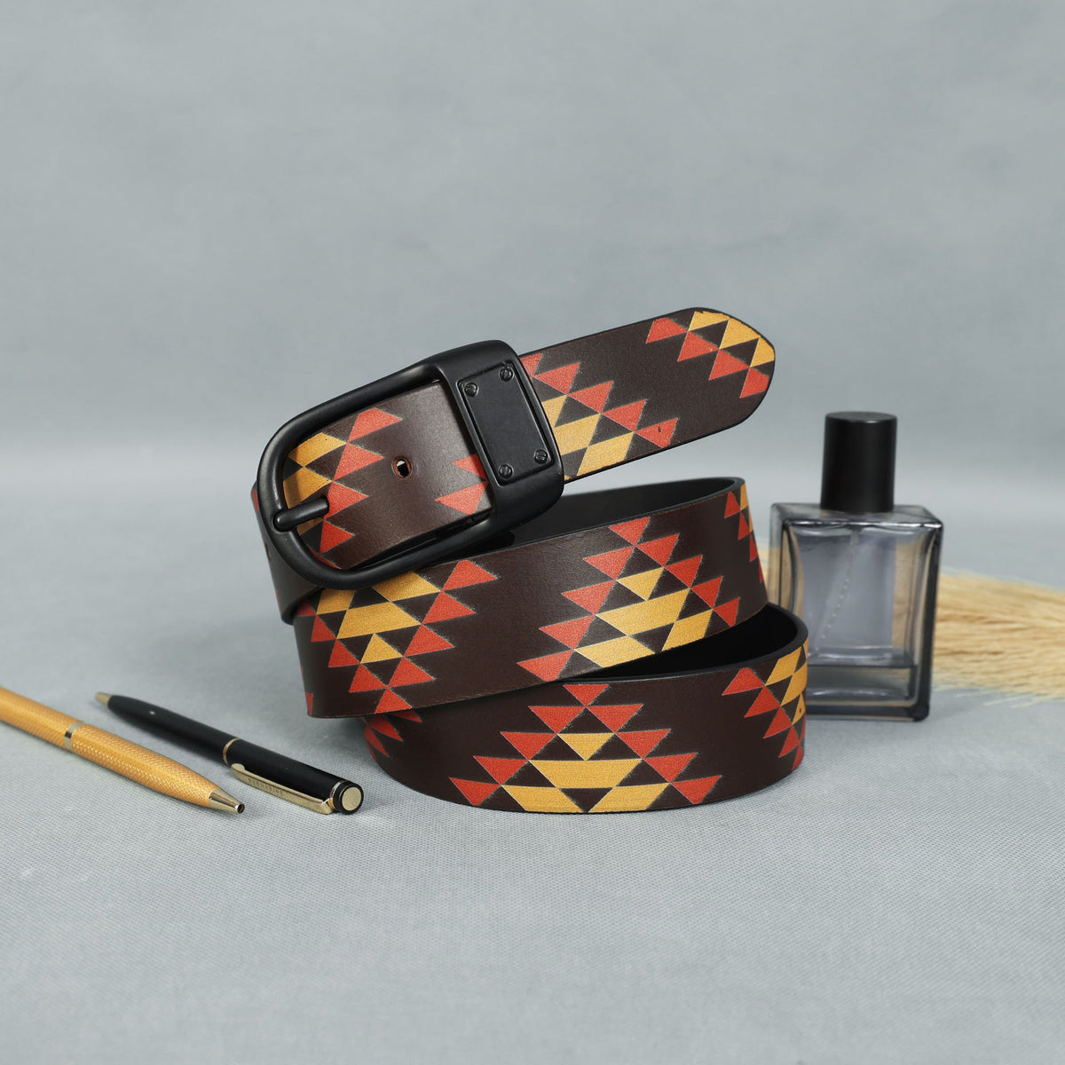 Premium Leather Style Combo | Braided Wallet & Printed Belt