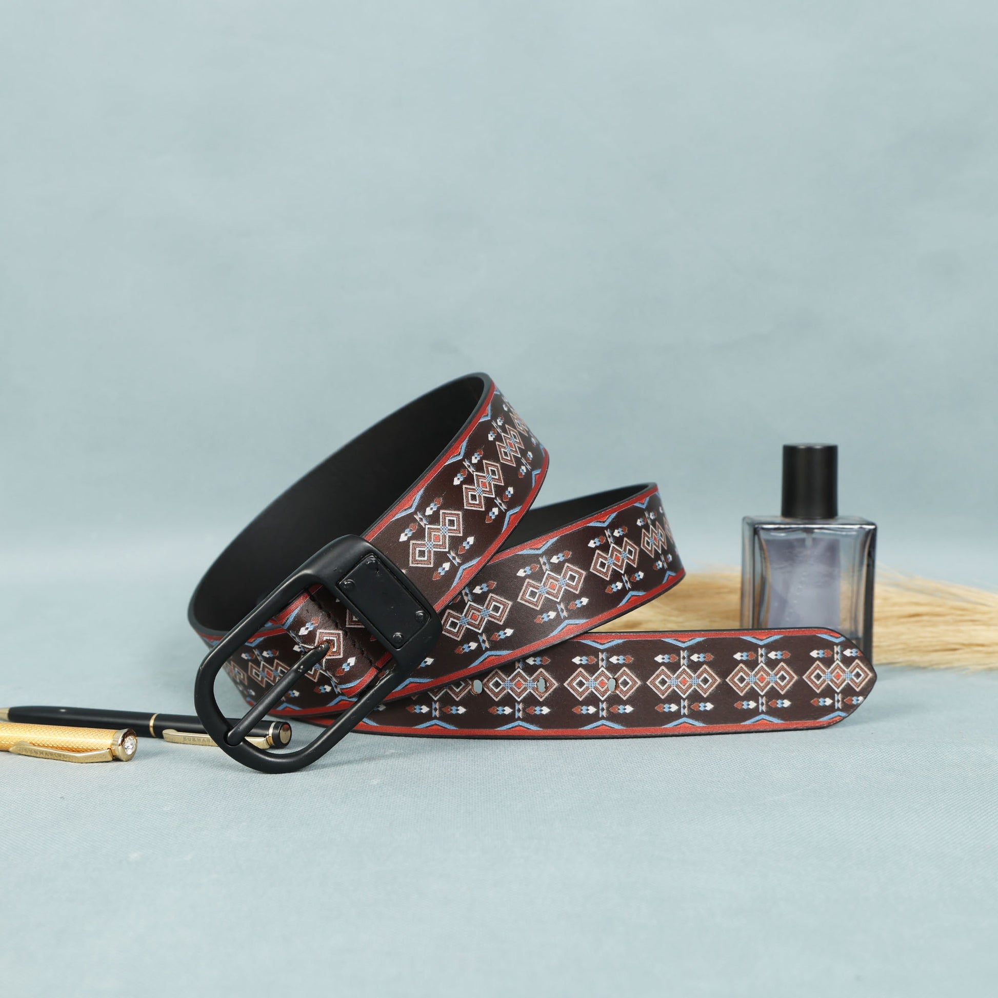 Leather Wallet & Printed Belt Combo Premium Gift Set for Men