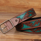Carved Belt & Braided Wallet Combo