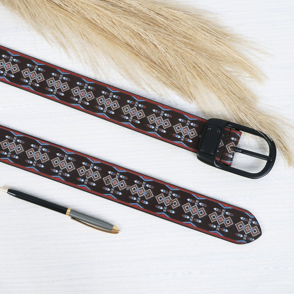 Leather Wallet & Printed Belt Combo Premium Gift Set for Men
