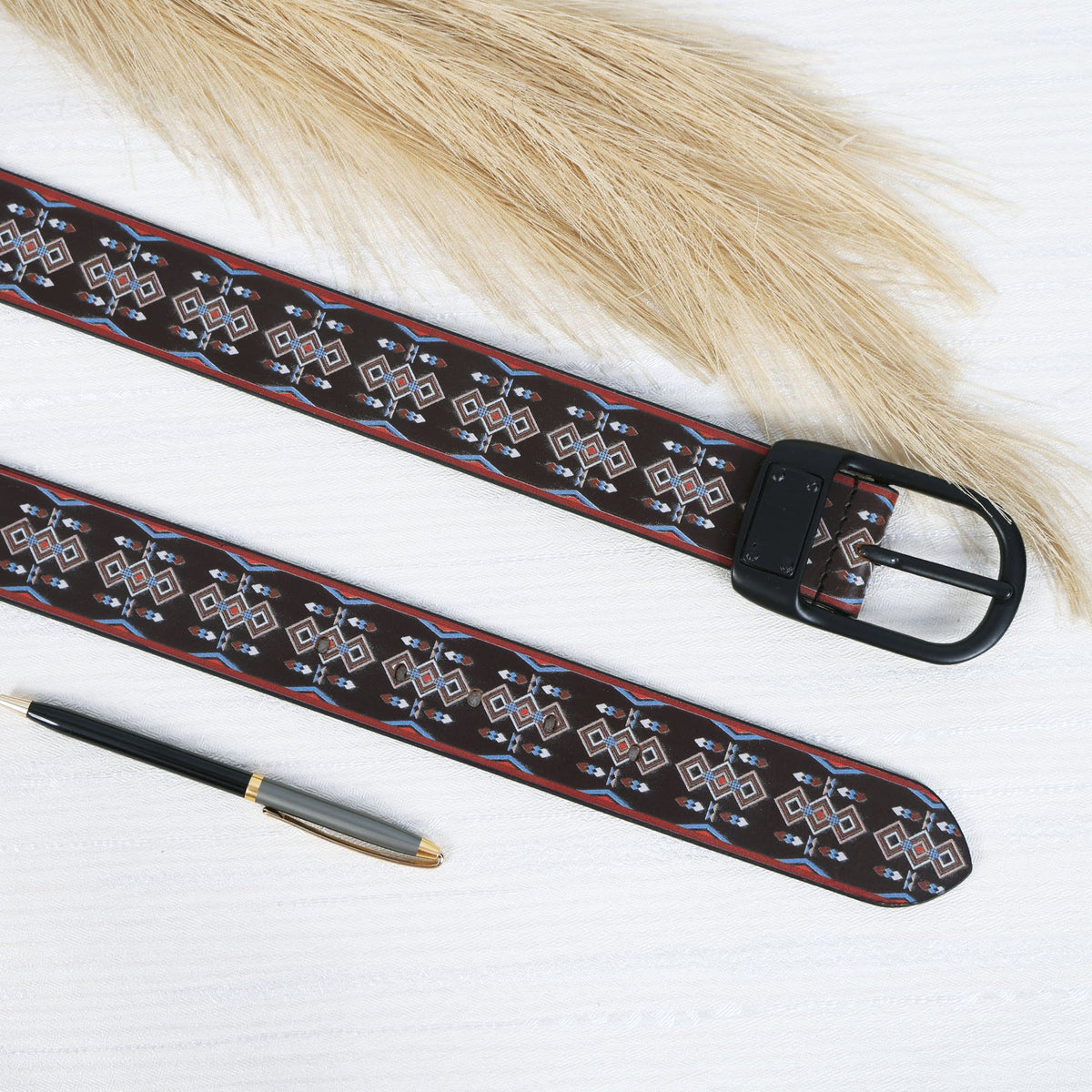 Leather Wallet & Printed Belt Combo Premium Gift Set for Men