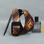 Unisex Geometric Tribal Print Leather Belt With Matte Black Buckle Stylish Casual Wear