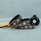 Unisex Handcrafted Tribal Pattern Leather Buckle Waistband Ethnic Style Durable Accessory.