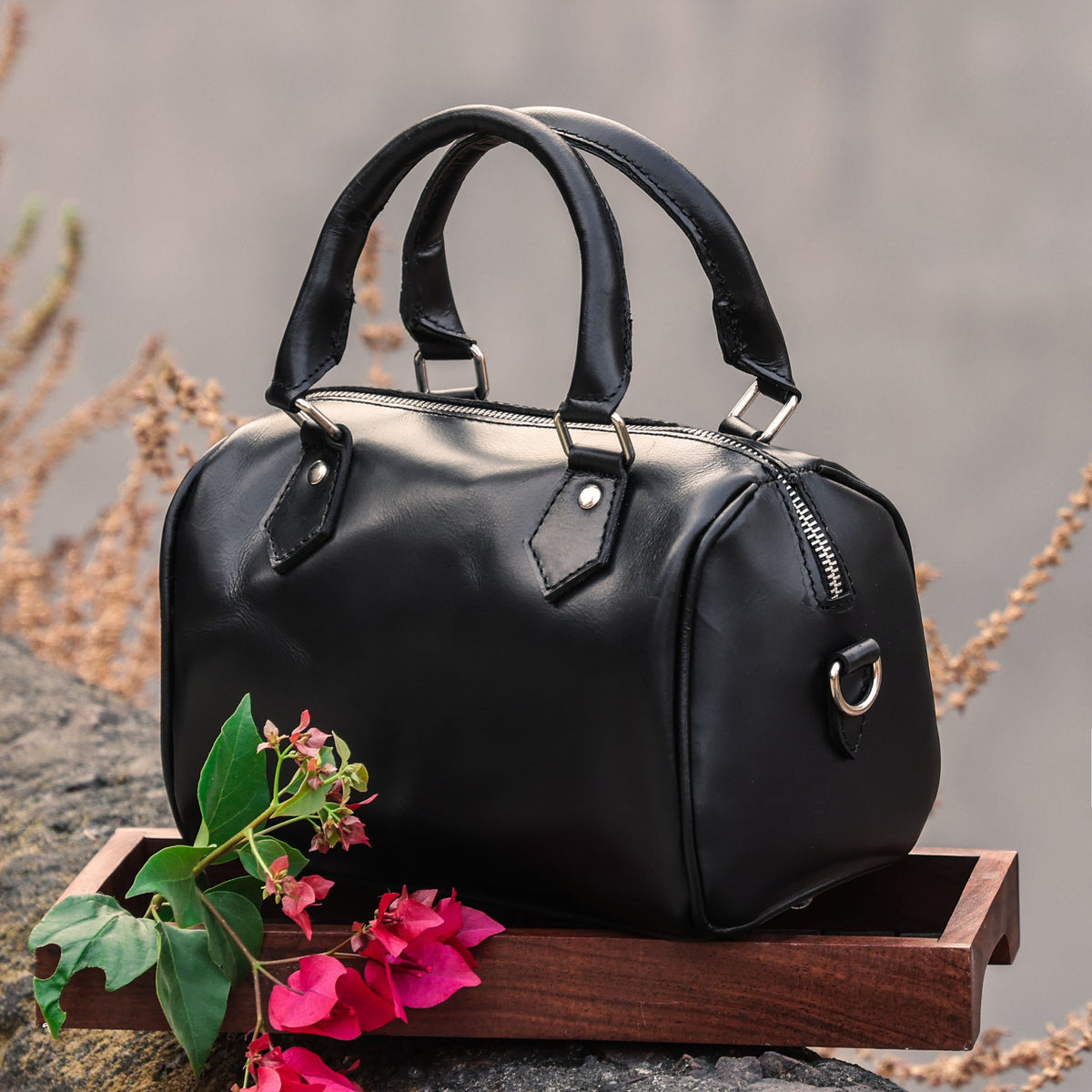 Premium  Leather Handbag with Detachable Shoulder Strap