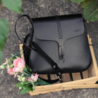 Handcrafted Full-Grain Leather Sling Bag with Hand-Stitched Detail & Adjustable Strap