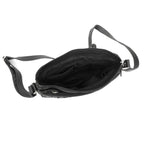 Premium Black Handwoven Leather Crossbody Bag with Adjustable Strap & Zip Compartments