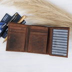 Premium Vintage Tri-Fold Genuine Leather Wallet | Export Quality | Multi-Card & ID Holder