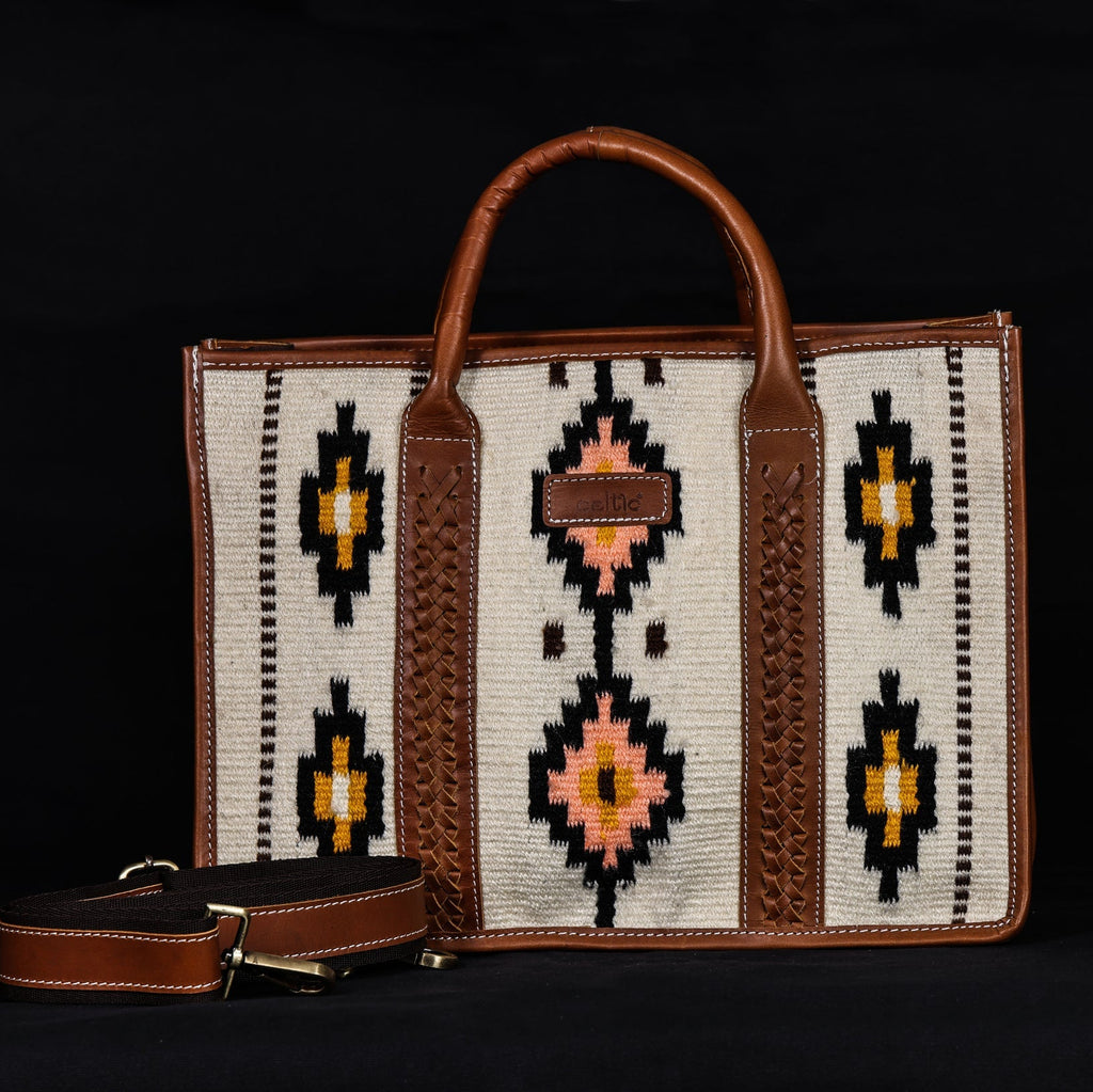 Premium Export Handwoven Leather Tote Bag | Spacious 2 Compartment & Zip Closure